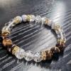 Fashion Tiger Eye Stone White Turquoise Stone Crystal Elastic Bracelet Health Healing Jewelry Optimism and Happiness Christmas Gift for Family
