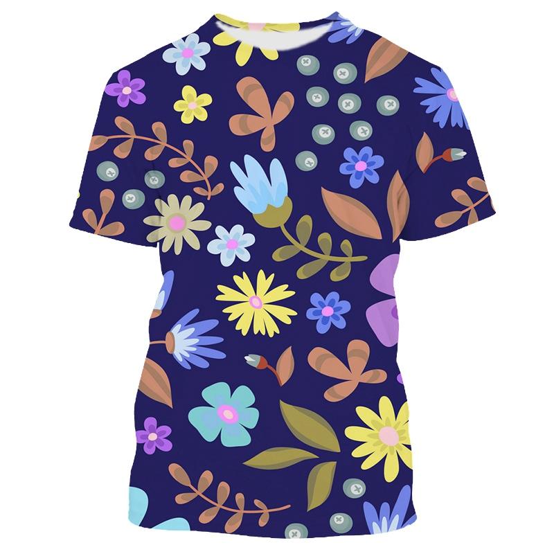 Floral Leaves Printed T-shirts Casual Fashion Bird Graphic T Shirts For Men Harajuku Baggy Streetwear Clothes