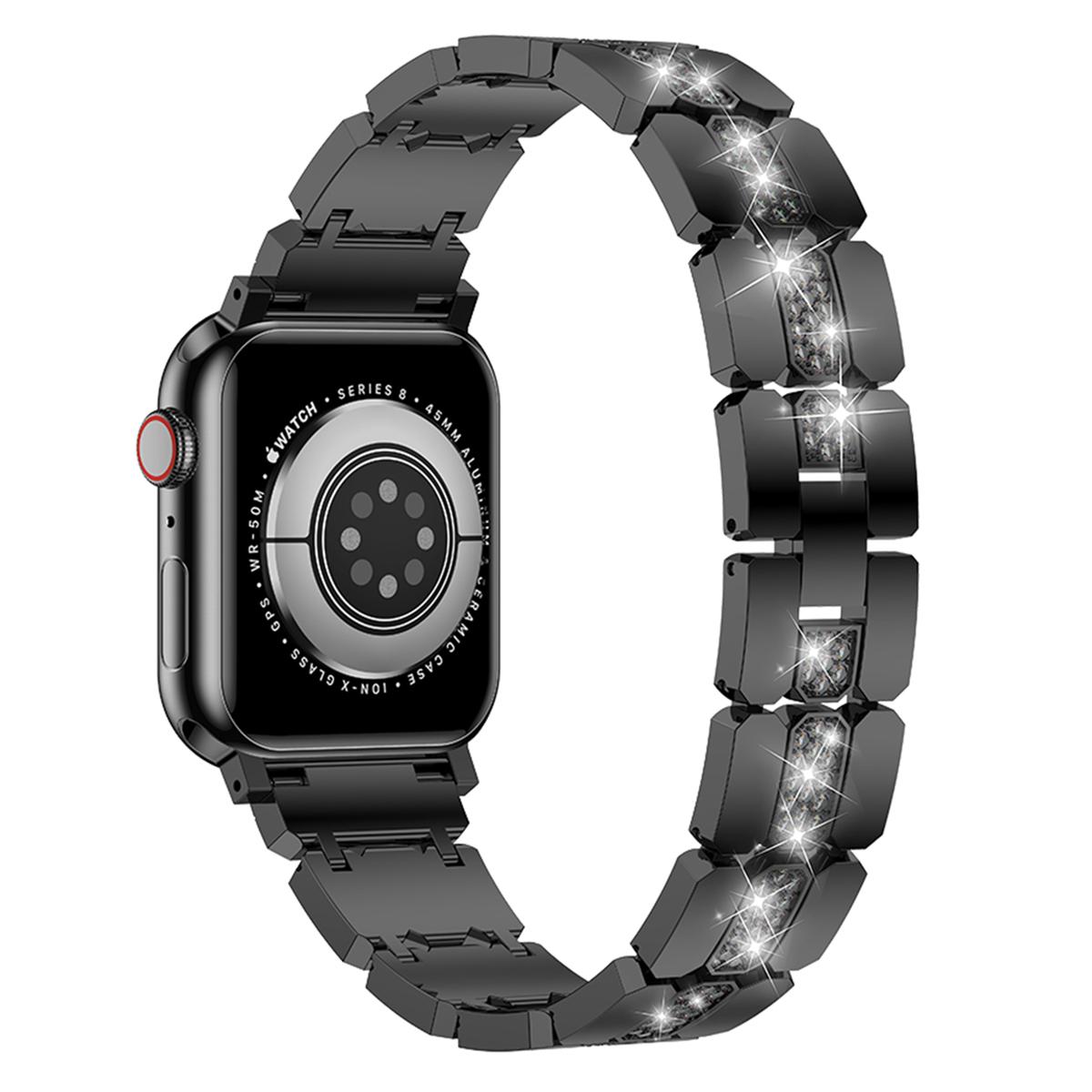 

KALEBOL Ремешок для Apple Watch с кристаллами Серии 11 10 42 мм/9 8 7 41 мм/SE3 SE2 SE 6 5 4 40 мм/3 2 1 38 мм Сетчатый Блок Ремешок из Цинкового Сплава A