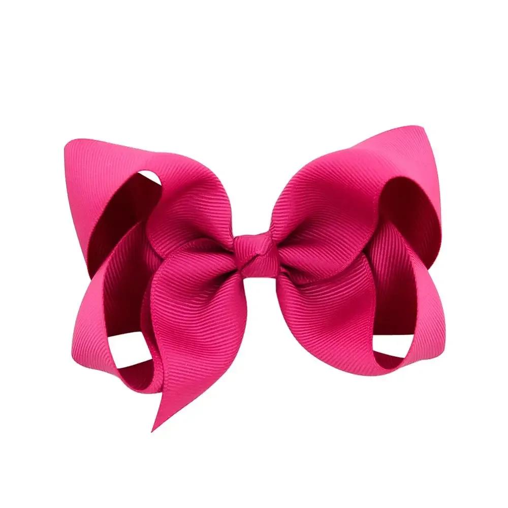 3/4/6/8inch  Boutique Handmade Colorful Solid Ribbon Grosgrain Hair Bow with Clips for Kids Girls Hair Accessories