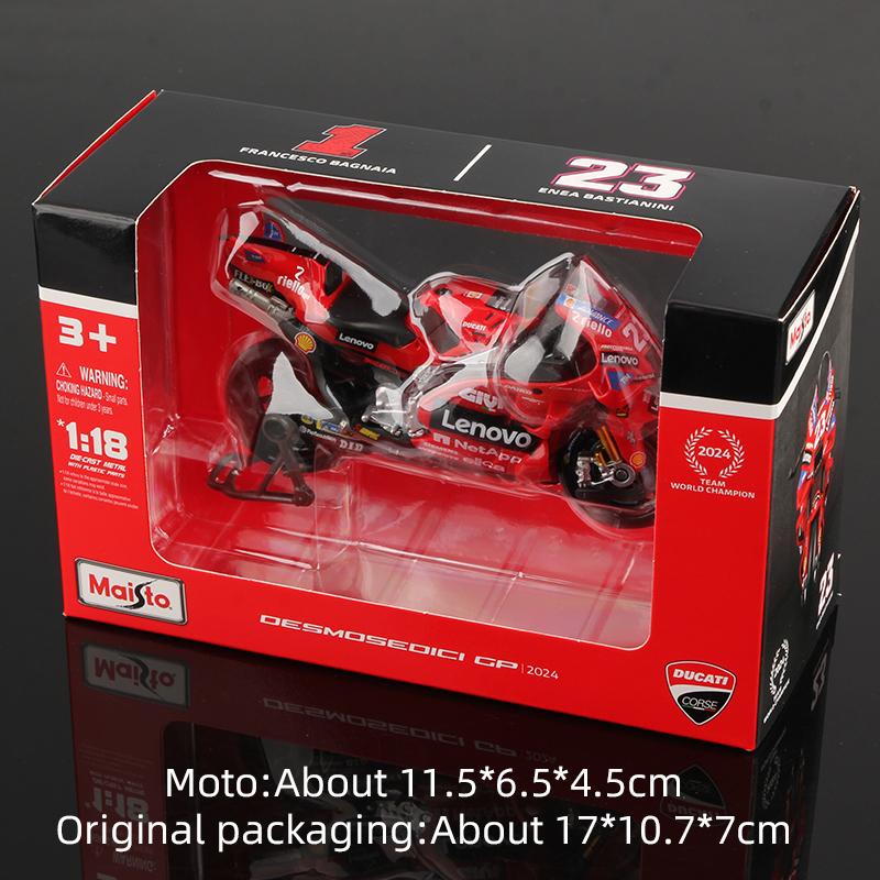 ABBZ1 Maisto 1:18 2024 Desmosedici GP Motorcycle Toy Ducati Lenovo Team 1# Francesco Bagnaia 23# Enea Bastianini Static Models
