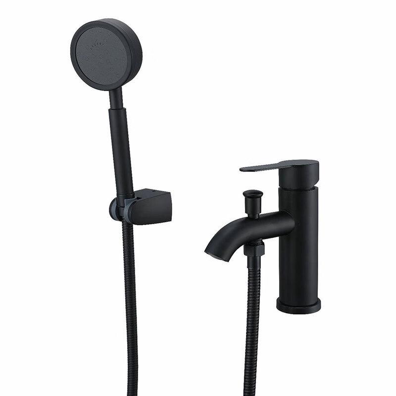 TLXT Black Hot/Cold Basin Faucet Set with Handheld Shower