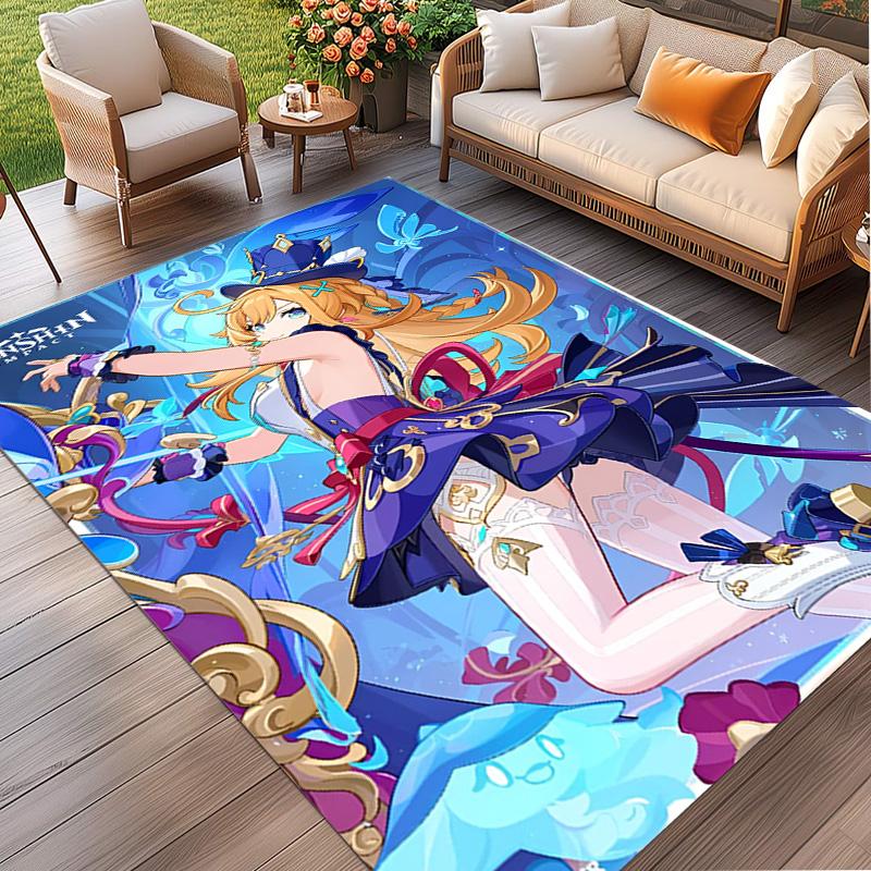 Genshin Impact Print Rug, Washable Floor Carpet, For Entryway Dorm Laundry Room Office Study, Home Decor Birthday Christmas Gift