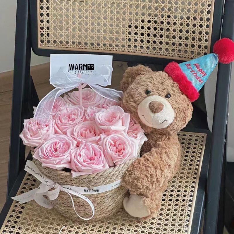 Birthday Soap Flower Bear Bouquet: Teddy Bear Hug Gift for Girlfriend or Best Friend