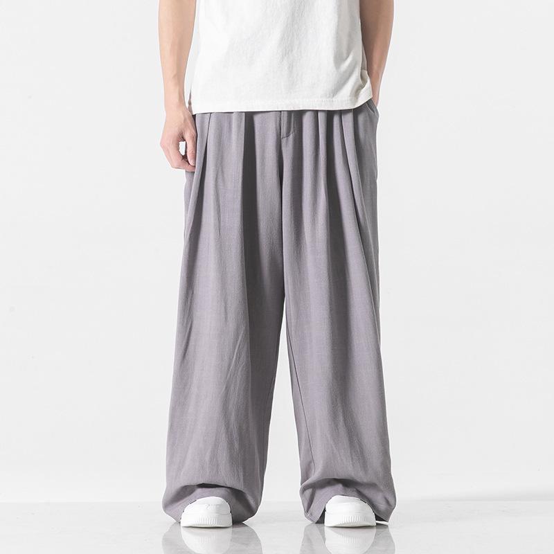 

Мужские широкие льняные брюки ханьфу в китайском стиле — драпировка в виде феи, свободный крой, в стиле старинного костюма 5XL серый