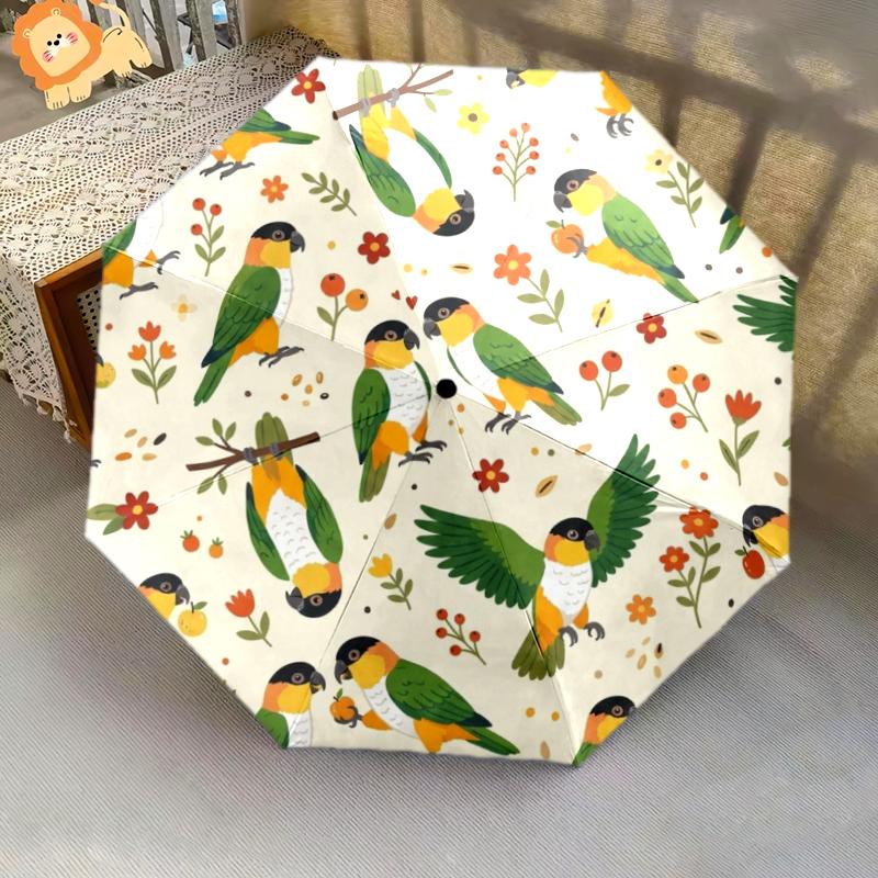 1 PC Automatic Folding Umbrella - Cute Parrot Pattern, Portable & Foldable Design with 8 Ribs, Christmas Birthday Gifts