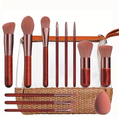 11Pcs Makeup Brush Set Include Foundation Powder Blending Concealer Eye Shadows Blush Cosmetics Brushes with Organizer Bag Beauty Tools
