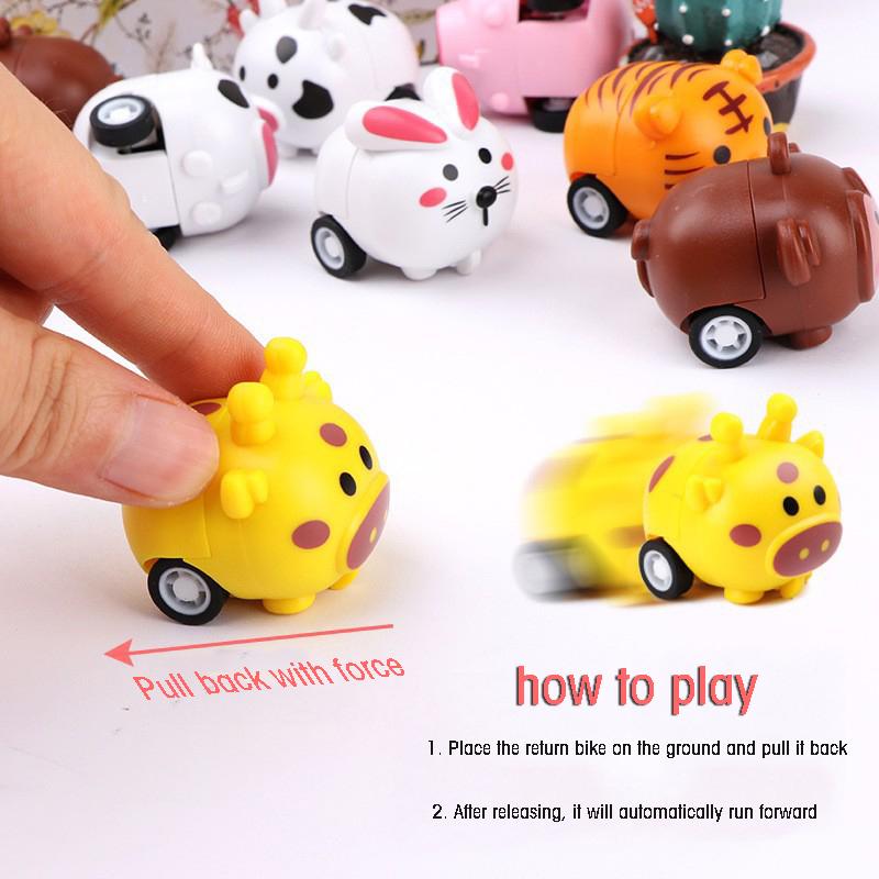 3 Pcs Cutecute Cartoon Animals Car Toys Mini Stunt Cars Parent-Child Interaction Puzzle Children'S Toys Boy Girl Birthday Gifts