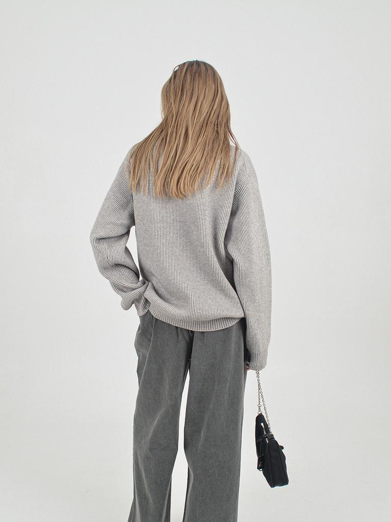 Chaenseseunoi Modal Knit Half Zip-Up (Gray)