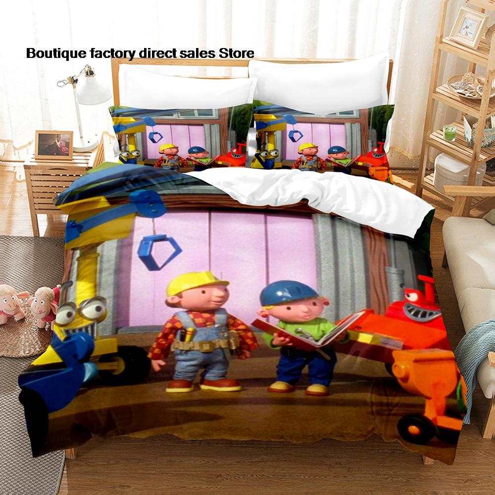 3D-gedrucktes Bob der Baumeister Bettwäscheset Bettbezug Kissenbezug Für Kinder Schlafzimmer Dekor Einzelbett Doppelbett Queen Size King Size Bettwäsche