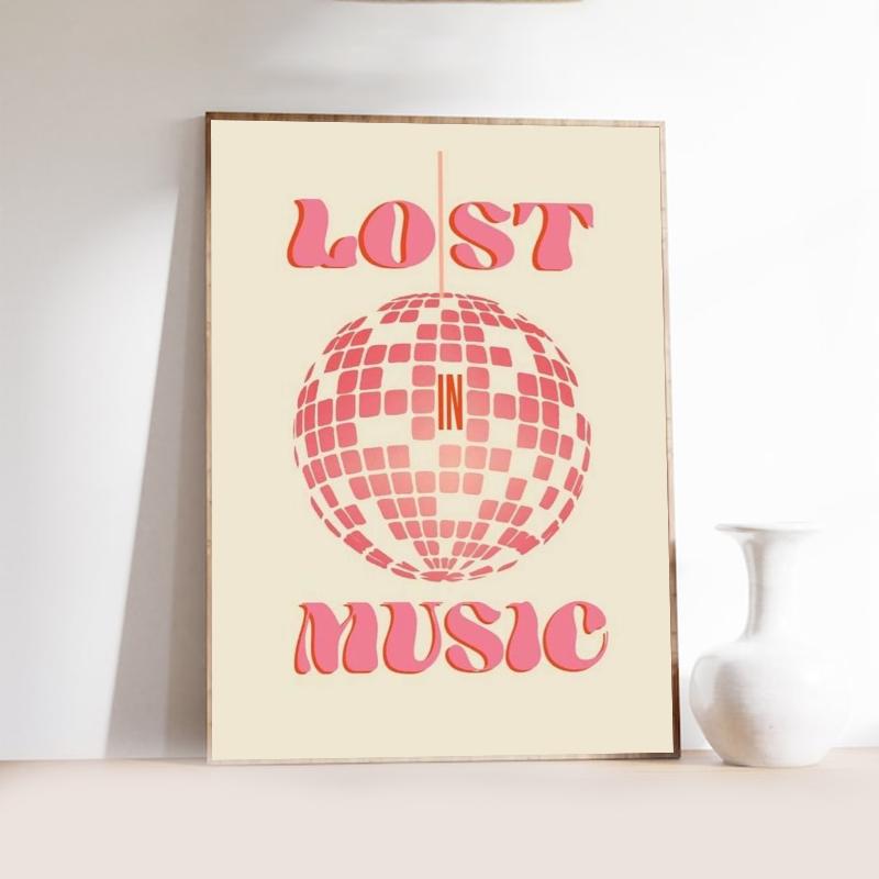 Pink Love Heart and Playing Cards Preparatory Student Canvas Print Poster Bauhaus Wall Art Poster Coffee House Bar Home Decor