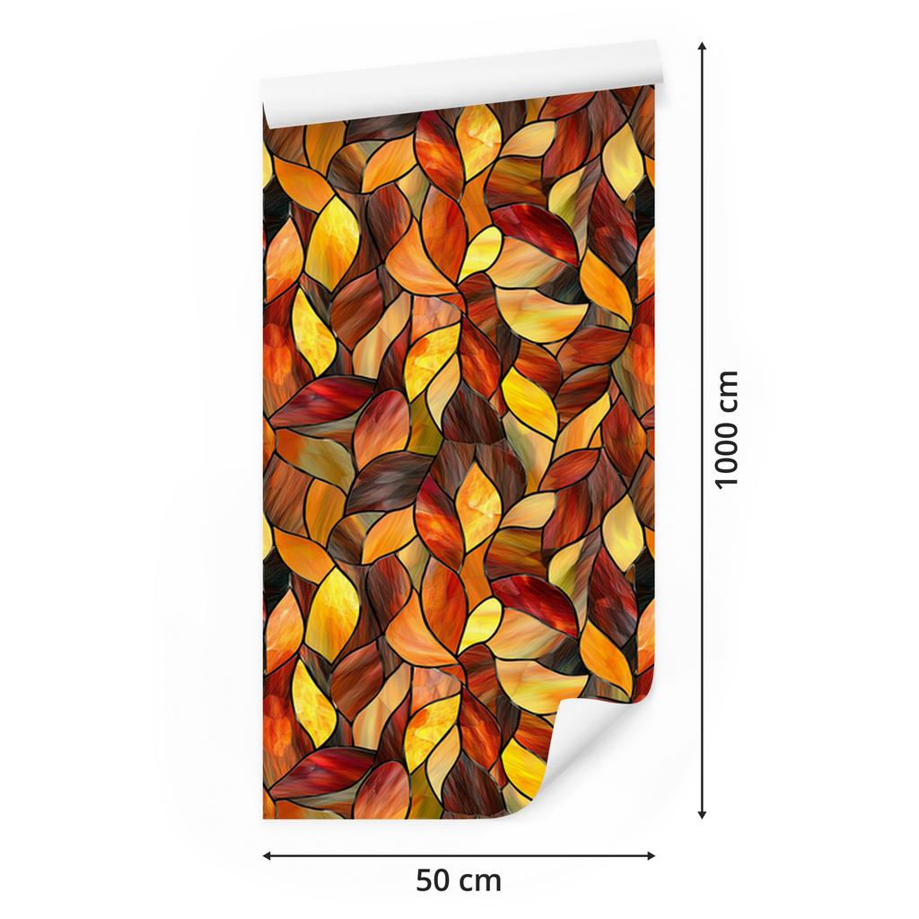 Stained Glass Wallpaper Gold, Orange and Rust for Living Room and Bedroom 50x1000