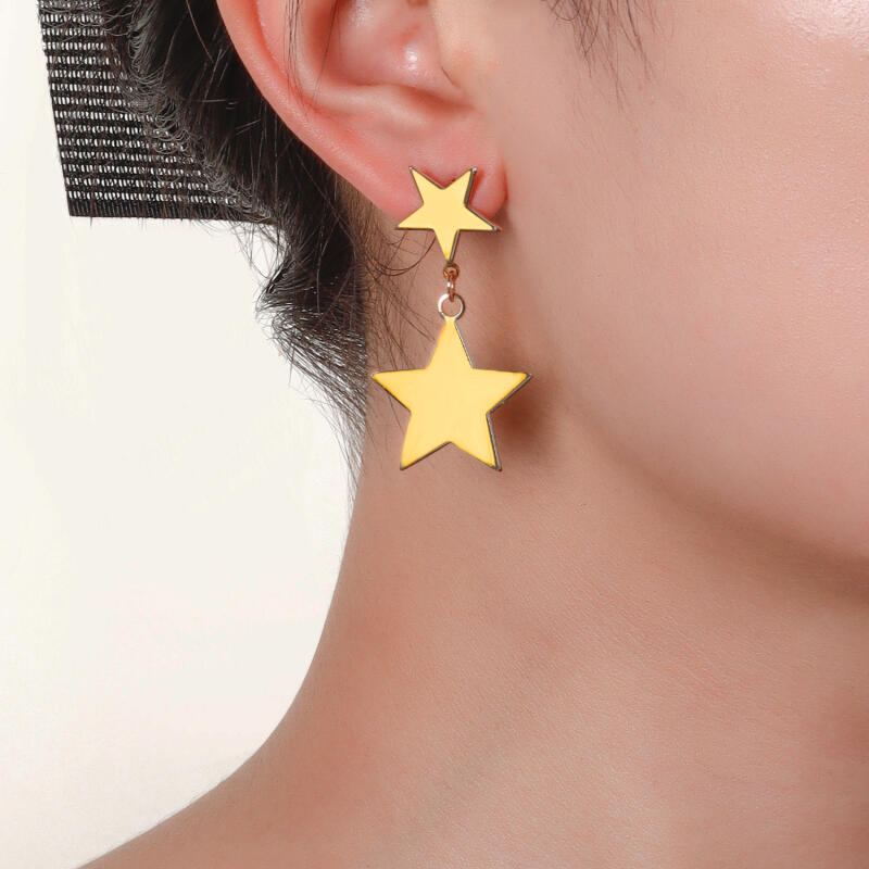 Edelstahl Quaste Fünfzackiger Stern Ohrringe für Damen Herren Cool Punk Hiphop Anhänger Ohrring Party Charme Schmuck Zubehör