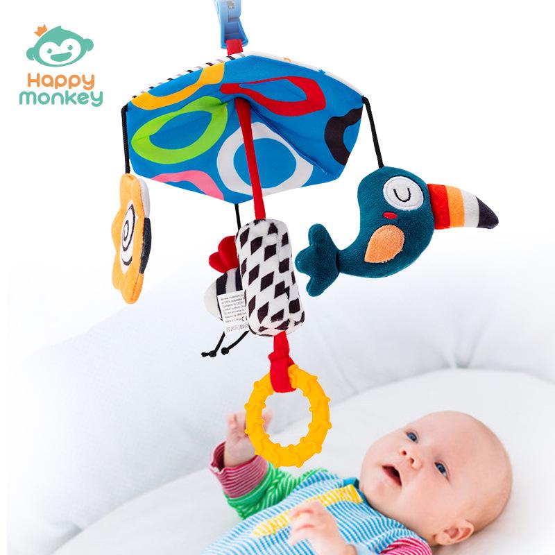 Happy Monkey Stroller Hanging Wind Chime - Baby Bed Bell & Soothing Rattle Toy