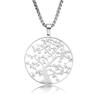 European and American Simple Stainless Steel Hollow Tree of Life Round Brand Pendant Men's and Women's Tide Version Necklace Personalized Jewelry