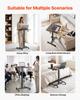 Standing Desk, Adjustable Height Mobile Stand Up Desk with 4 Casters, 650 x 480 mm Small Computer Sit Stand Rolling Workstation with Hook, 15 kg