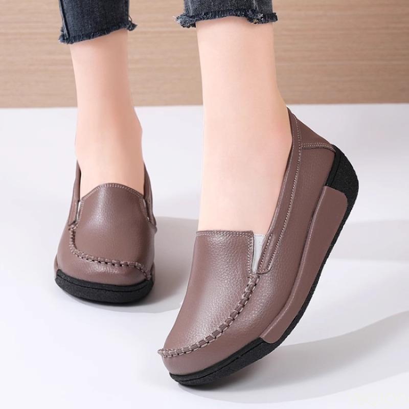 

Весенне-осенние повседневные туфли на толстой подошве, удобные туфли на танкетке с неглубоким вырезом, простые повседневные туфли на толстой подошве для женщин 40