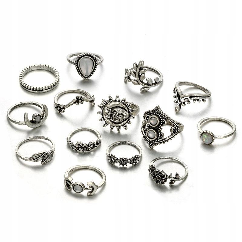 Silver Retro Punk Boho Ring Set 75
