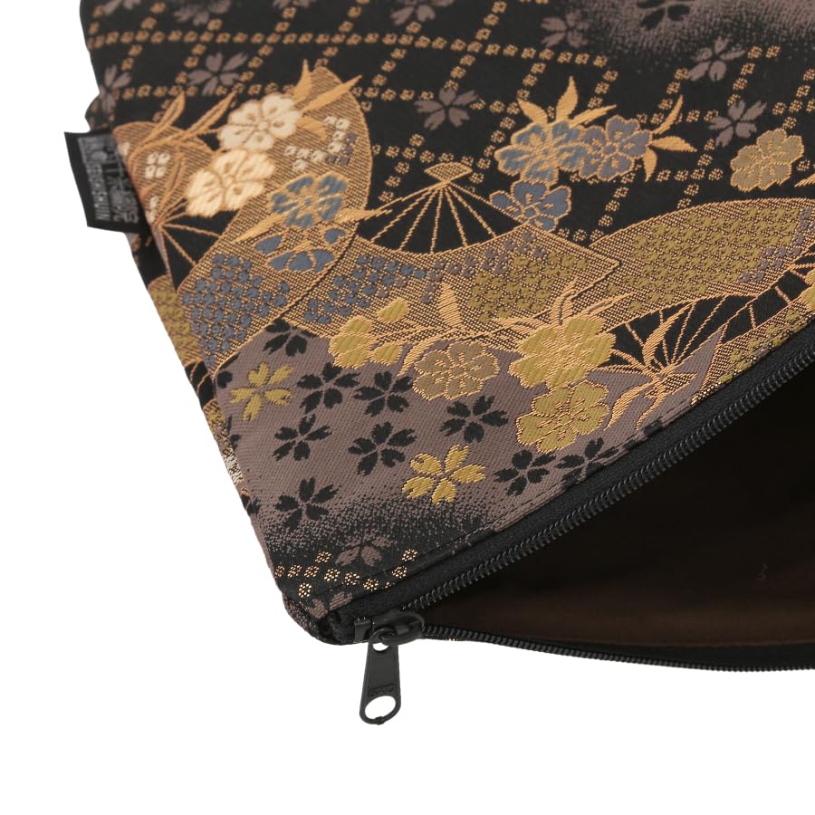 Senshishuin Nishijin Brocade Stamp Book Case with Smoky Fan Cherry Blossom Design Pouch/Shrine (Lined) (Large)