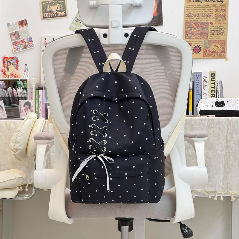 Schoolbag new middle and high school high-value schoolbag fashion trend polka dot large-capacity backpack casual versatile backpack