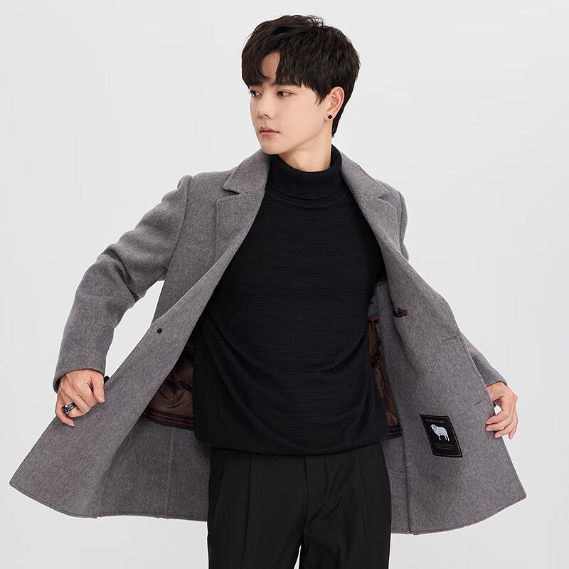 FAPAI Men's Merino Wool Detachable Down Liner Winter Overcoat