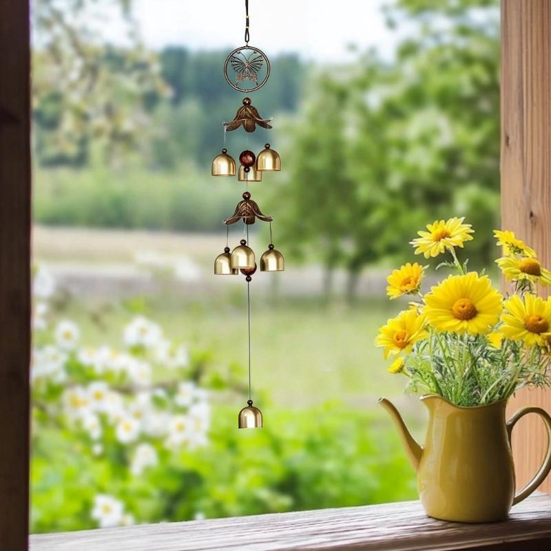 Butterfly Design Alloy Wind Chimes Rustproof Metal Hanging Bells Ornament For Home Office Shop Cultural Decoration
