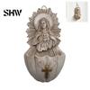 Faith Based Home Accents Sacred Heart of Mary Holy Water Font, Vintage Resin Ornaments Basin Wall Hanging, Catholic Religious Decor Ornament
