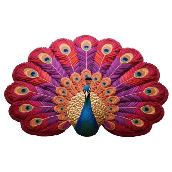 3D Peacock Pattern Plush Rug Non-Slip Backing Easy To Clean Various Sizes Living Room Rug Home Decor