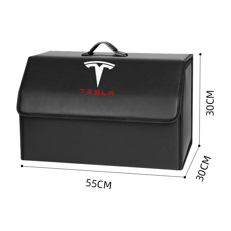 PU Leather Car Trunk Storage Box Automobile Stowing Tidying Box For Tesla Model 3 Model X Y Style Roadster Auto Accessories