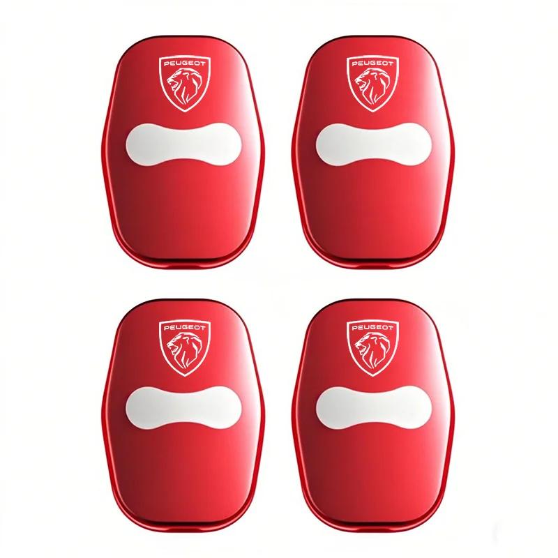 Autocollant de Voiture 2025 Chaud 4 Pièces Boucle de Verrouillage de Porte de Voiture Housses de Protection Couvercle en Alliage de Zinc Pour Peugeot 408 4008 308 3008 Rifter 5008 508
