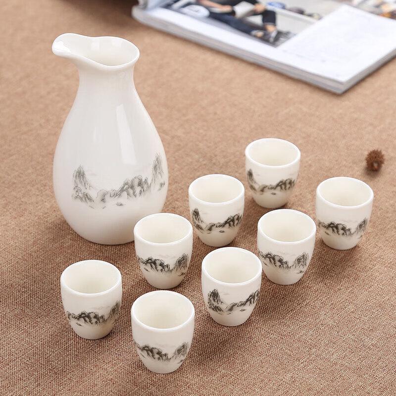 Qiwei 9-Piece Ceramic Wine and Sake Set