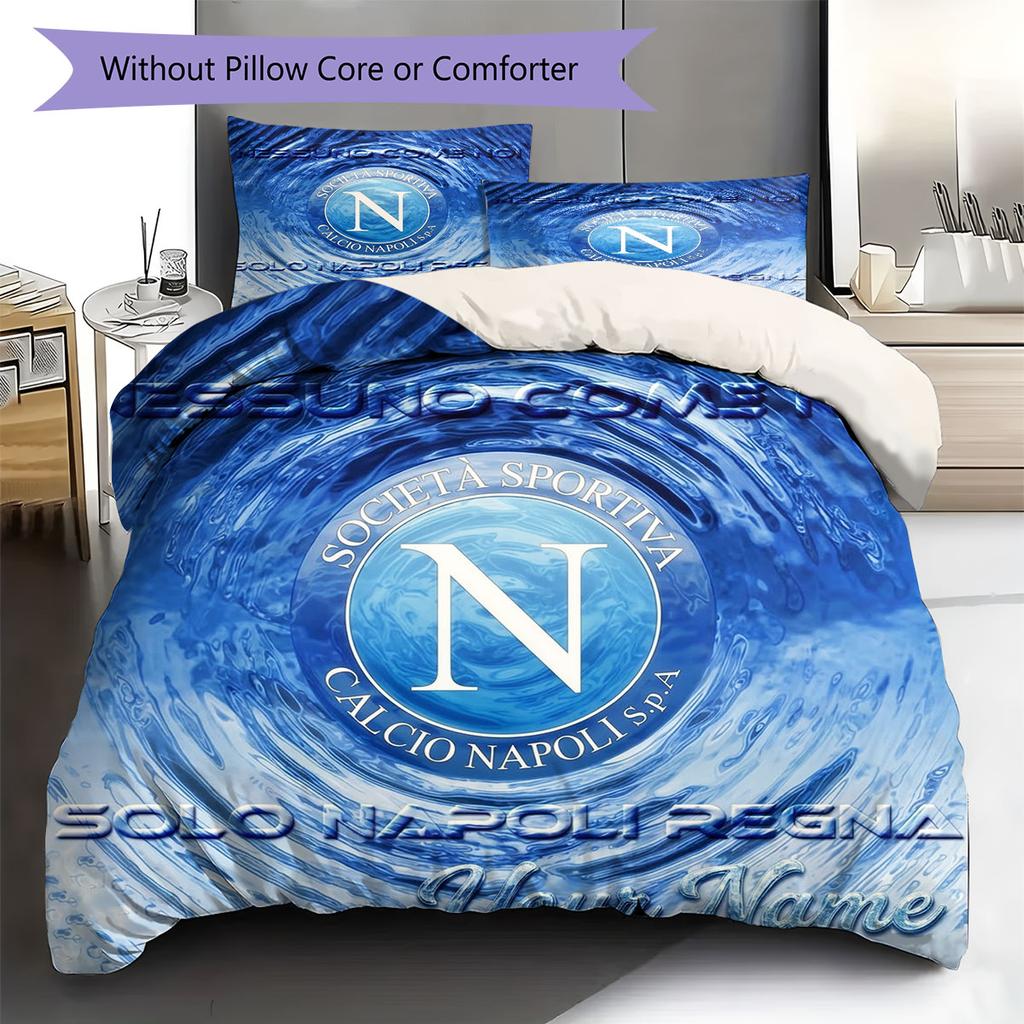 SSC Napoli Custom Name Pattern Bedding,Quilt Set Quilt Cover Pillowcase Home Birthday Gift(1 * duvet cover + 2 * pillowcase, without core)