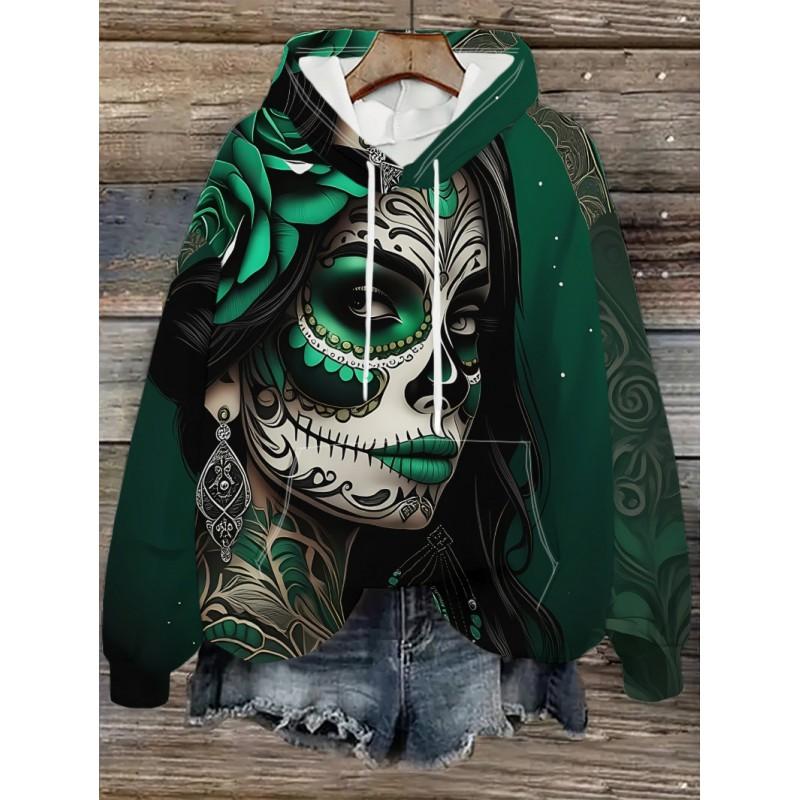 Womens Oversized Hooded Sweatshirt With Cartoon Animal Print Casual Streetwear Top Fall 2025