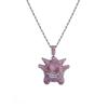 Little Devil Diamond Necklace Cute Cartoon Long Necklace - Light Luxury Trendy Couple Jewelry Accessories for Unisex