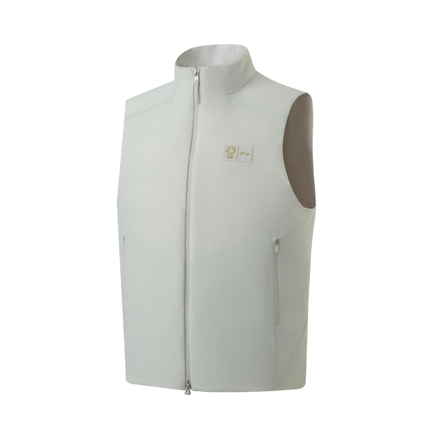 Li Ning Gold Logo Collection Down Vest Men s White Birch Gray AMRV109-6 L