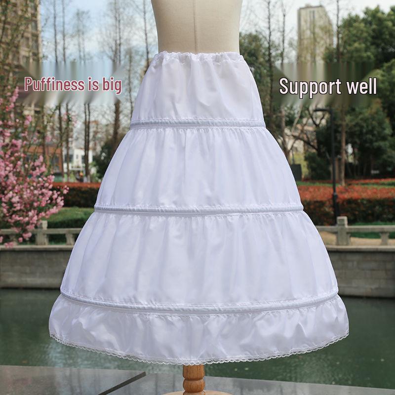 Children's Puffy Princess Petticoat Dress with Adjustable Fishbone and Inner Lining, Perfect for Birthdays and Flower Girl Occasions.