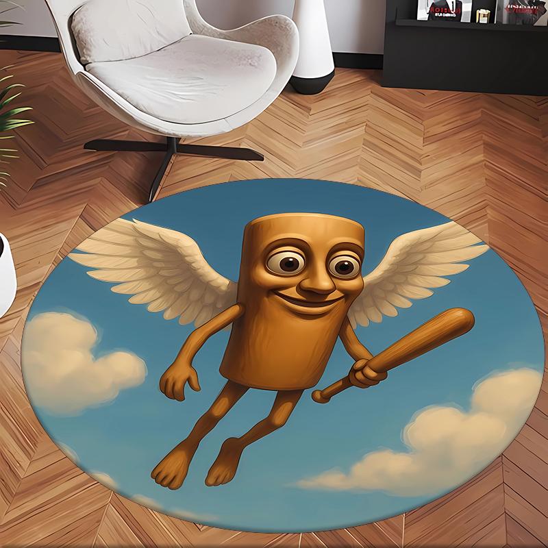 Tung Tung Tung Sahur (1) Round Office Rug Decorative Floor Rug for Office Bedroom Living Room and Home Space