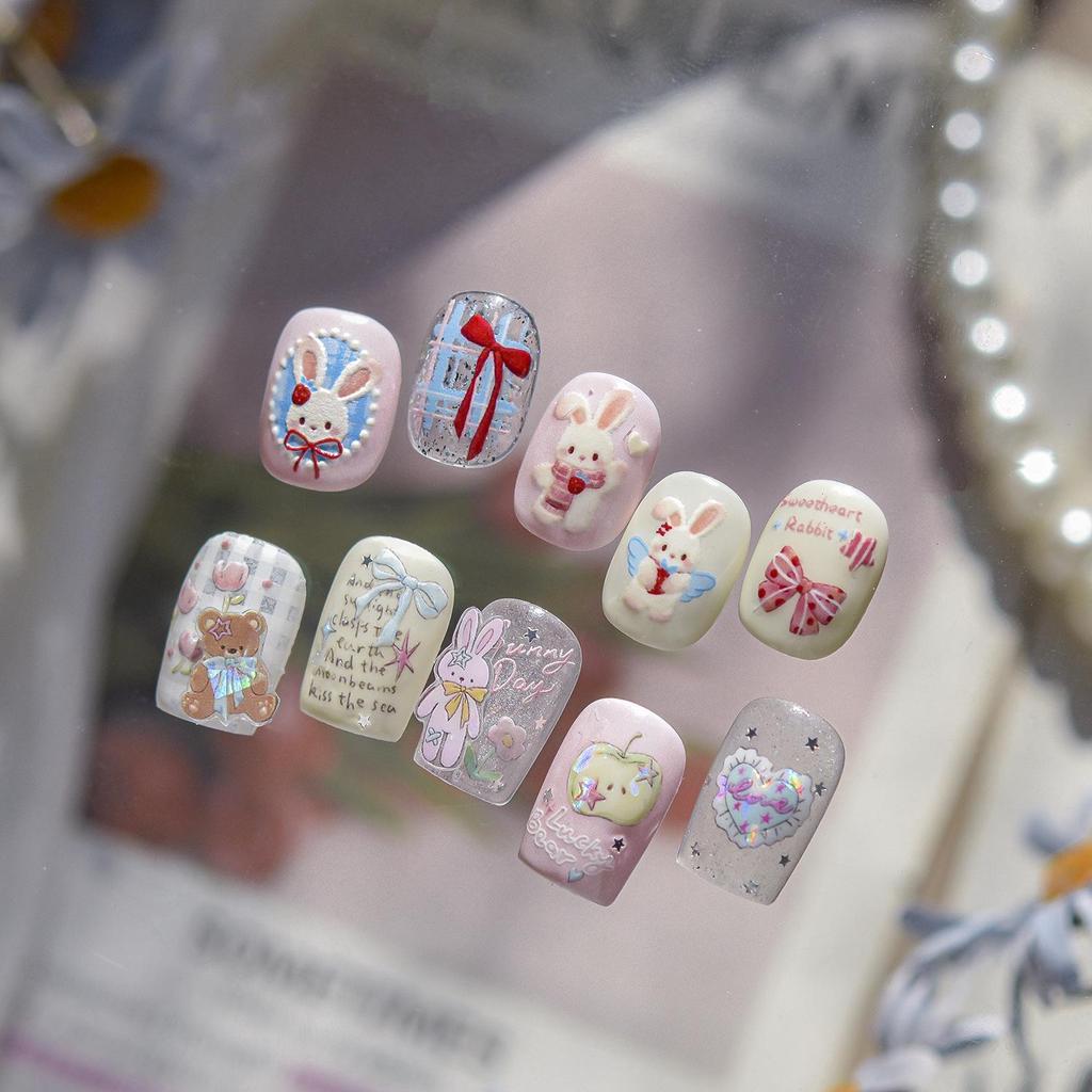Tomoni Cute Cartoon Nail Art Stickers: Rabbit, Bear & Star Designs
