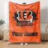 Name Custom Cincinnati Bengals Logo Print Flannel Blanket High Quality Warm Comfortable Cover for All Seasons Perfect for Gifts Home Decor