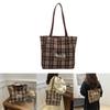Stylish High-quality Tote Bag For Women In Trendy Plaid Design With Cartoon Dog Print