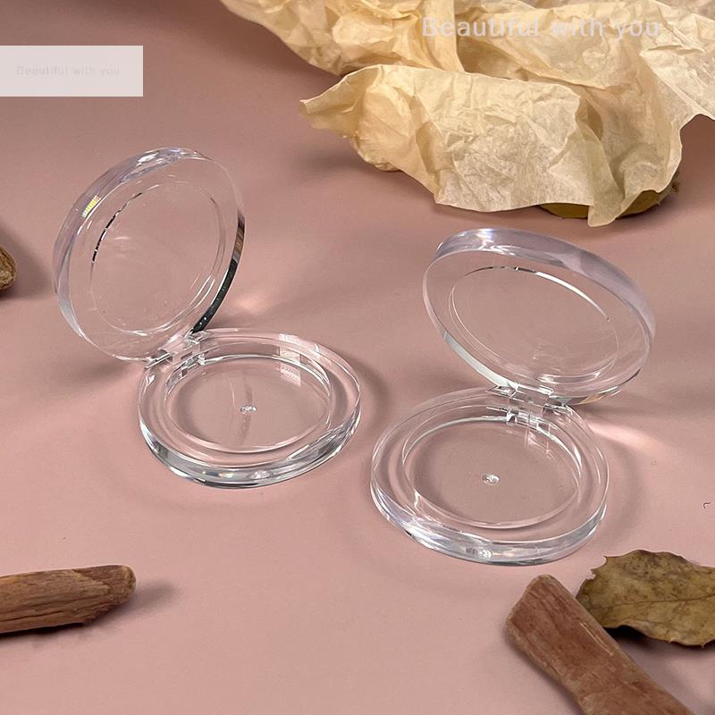 1 Pc Portable Lightweight Empty Reusable Round Eyeshadow Box Blush Concealer Storage Case for Women Outdoor Shopping Travel