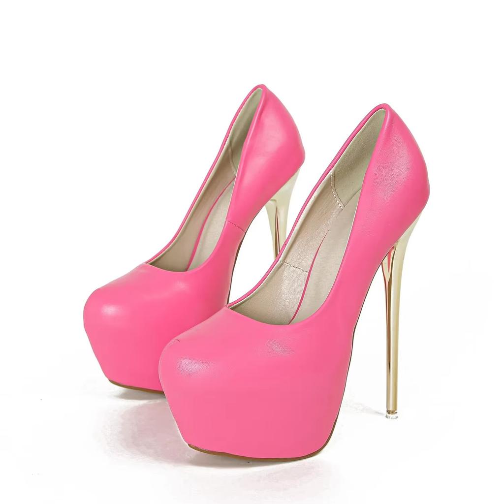 Eilyken Damenpumps mit runder Spitze Streetstyle Dünne hohe Absätze Schuhe Sexy Design Plateau Hochzeit Bankett Zapatos De Mujer