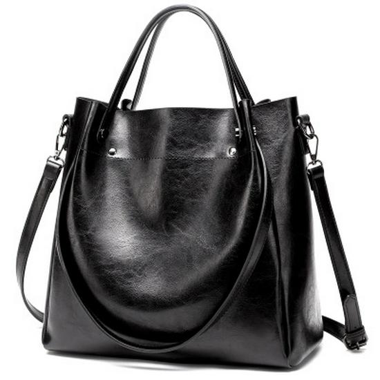 Genuine Leather Large Capacity Handbag for Oily Skin - Fashionable Crossbody and Shoulder Bucket Bag