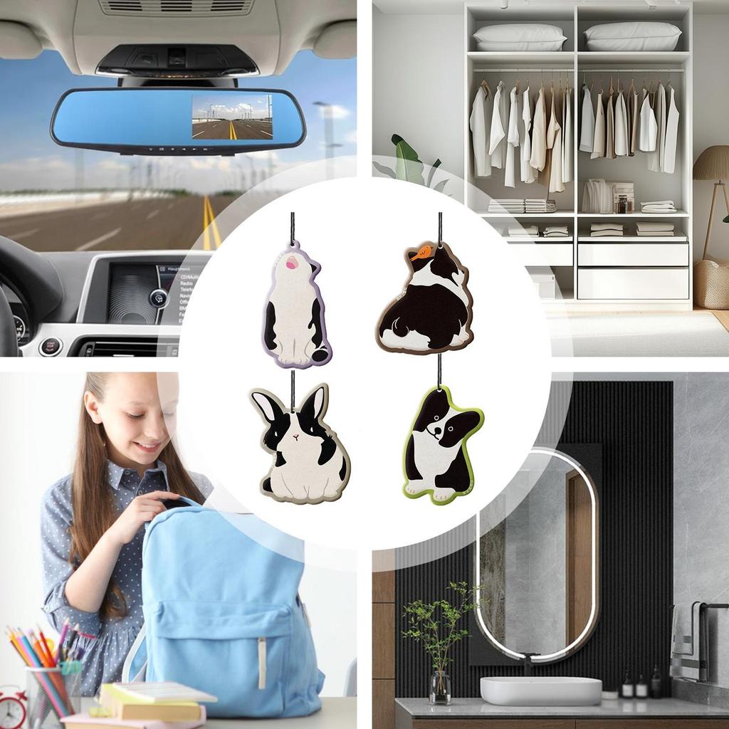 4 Stück Auto Panda Dufttabletten Auto Innenanhänger Anhänger Lufterfrischer Aromatherapie Ätherisches Öl Hängende Dekoration