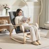 Comfortable Relax Rocking Chair, Upholstered Lounge Chair Recliner with High Back and Headrest for Living Room, Bedroom, Grey