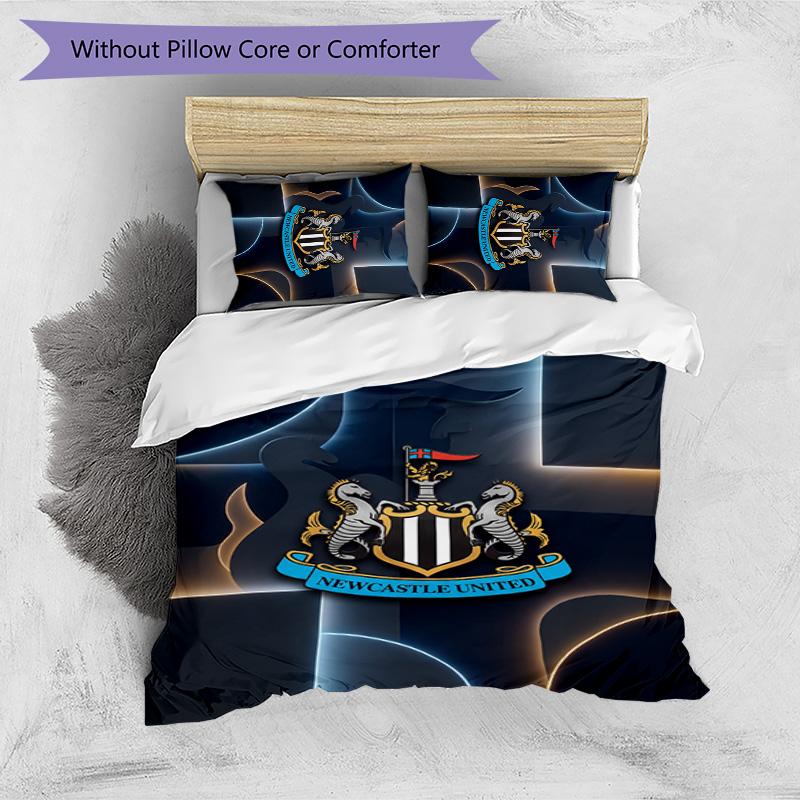 Set Lenzuola Stampato Newcastle United Football 3 Pezzi, Comodo Set Copripiumino per Camera da Letto Amico della Pelle