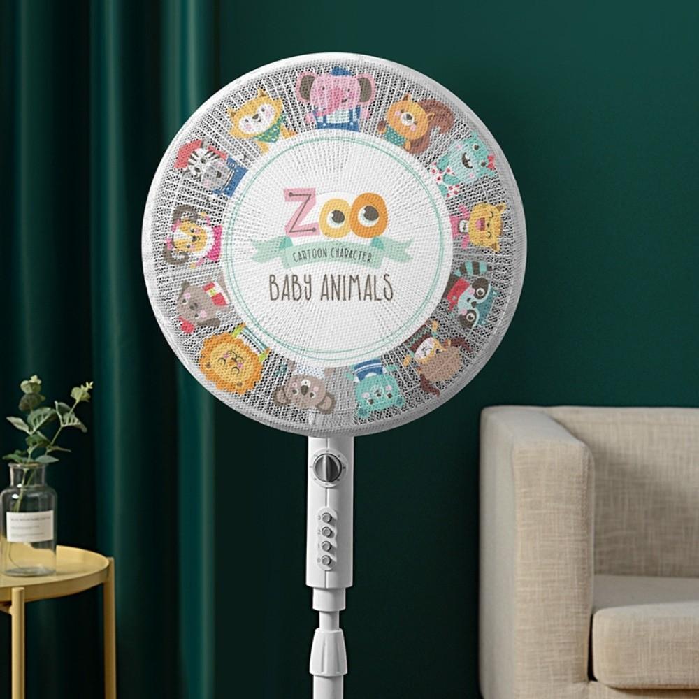 

Cartoon Electric Fan Cover Drawstring Breathable Electric Fan Dust Cover Anti-pinching Hands Kids Finger Guards