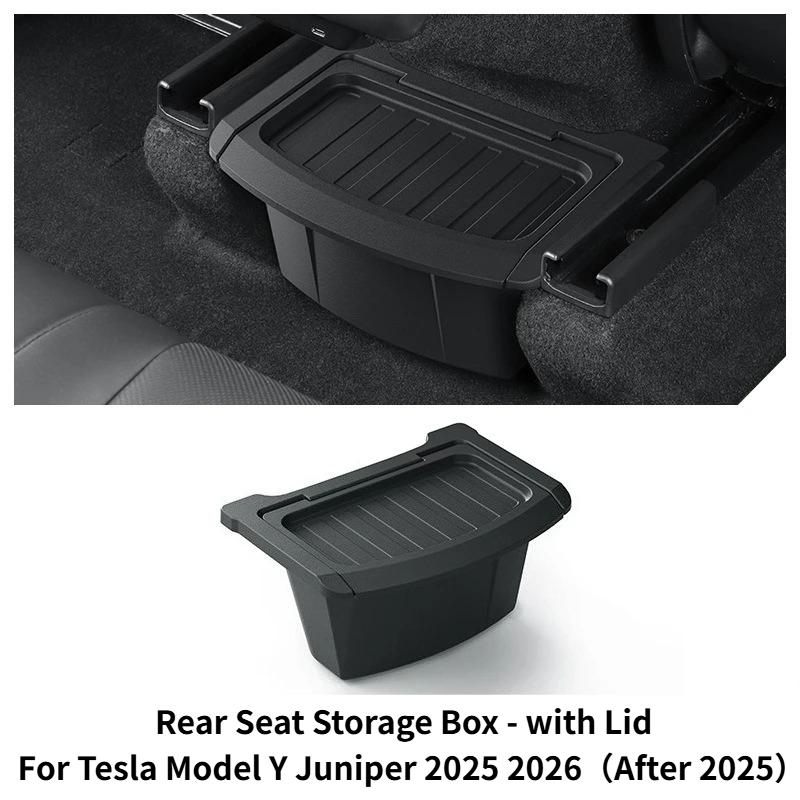 TPE Rear Seat Storage Box for Tesla Model Y Juniper 2025 2026-UP Organizer Center Console Bins Backseat Garbage Car Accessories