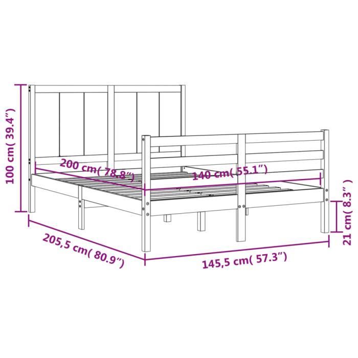 VidaXL Bed Frame with Headboard 120x200 Cm Solid Wood 3194501
