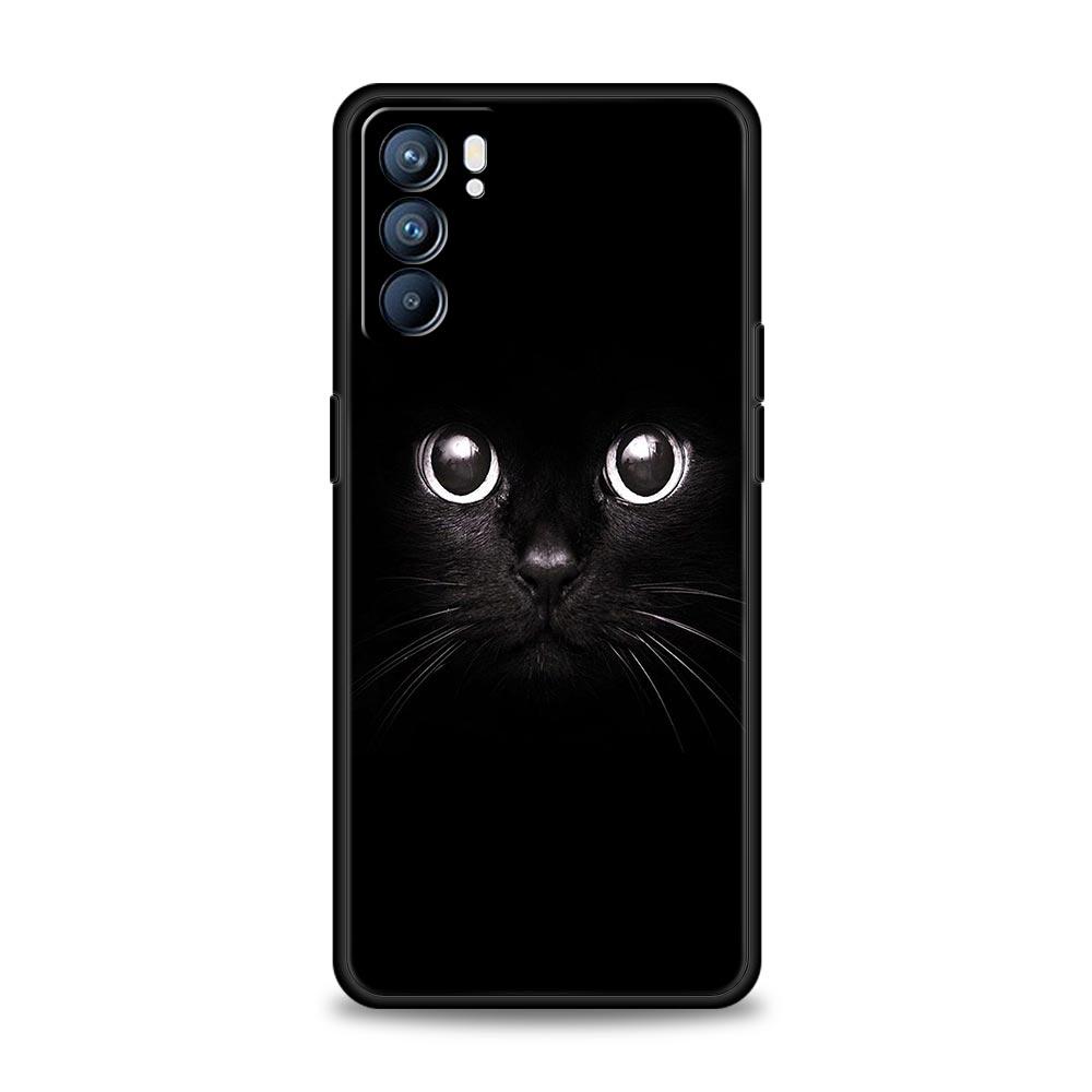 

Чехол с черным котом для Oppo Find X6 Pro X5 A54 A53 A52 A9 A15 A95 A17 A16 A76 A74 A57 A31 A3s Reno8 Reno6 Pro 5G Oppo Find X6 Pro